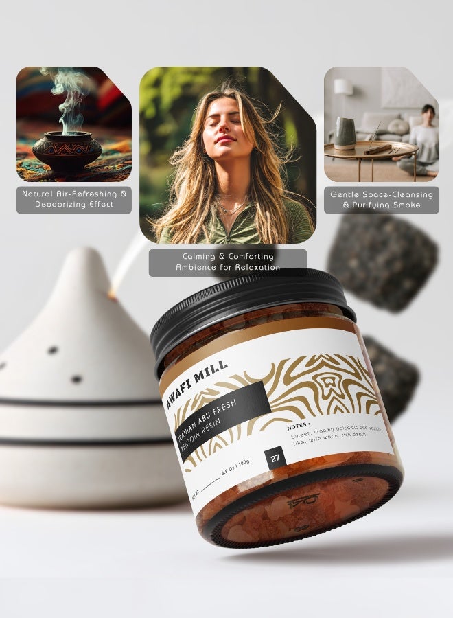 AWAFI MILL Irani Benzoin (Abu Fresh) Incense Resin 100g (3.5 Oz) - Pack of 5 | Luban Jawi Dark Benzoin for Charcoal & Bakhoor Burners - Image 2